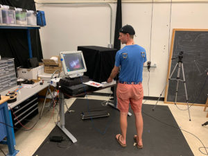 Person testing out motion capture technology