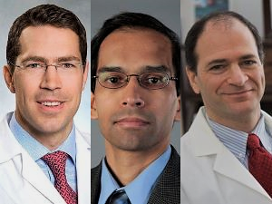 Three headshots of Drs. Brian Bergmark, Deepak Bhatt, and Paul Ridker